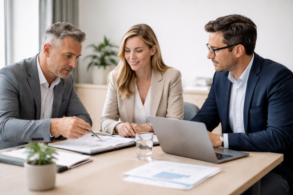 Equipo de profesionales trabajando juntos en la oficina